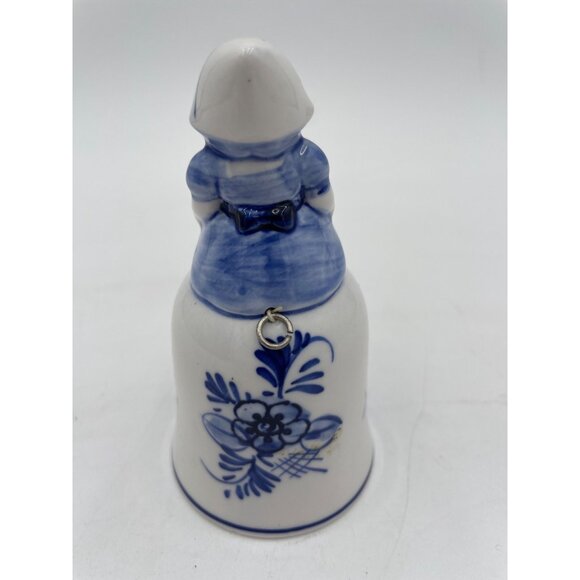 Vintage Handpainted Delfts Blue Ceramic Dutch Girl Bell Figurine - Picture 3 of 6